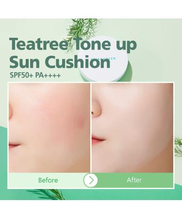 BRING GREEN Tea Tree Tone-up Sun Cushion SPF 50 | Zinc Oxide Sunscreen for Sensitive Skin | Redness Relief & Sebum Control - Buy Online on GoSupps.com