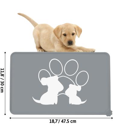Waterproof Silicone Dog Cat Food Mat | Non Slip Pet Feeding Mat for Bowls (Grey) - [Brand Name] - Buy Online on GoSupps.com