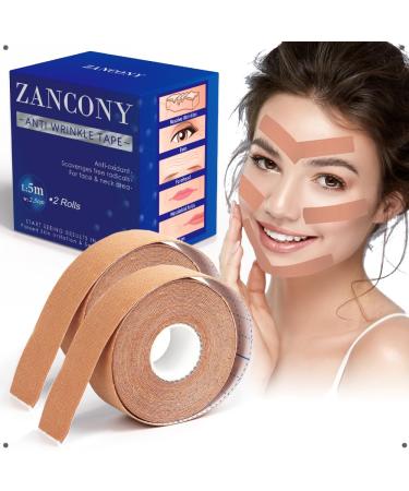 Anti-Wrinkle Tape Facial Myofascial Lift-Smoothes Wrinkles Suits for All Parts of The Face and Neck - Forehead Fines Nasolabial Folds Crow's Feet Necklines etc 2.5CM*2Rolls 2 rolls skin