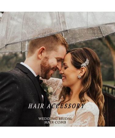 Foyte Wedding Crystal Hair Comb Gold Pearl Bride Headpiece Leaf Side Hair Combs for Women and Girls - Buy Online on GoSupps.com