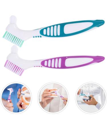 Ipetboom Prosthesis Cleaning Brush - 2-Piece Portable Tool for Care of Artificial Teeth - Green & Purple - Buy Online on GoSupps.com