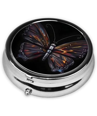 Buy Mystery Butterfly Round Pill Box Organizer - Portable 3 Compartment Travel Pill Box in Black | Ideal for International Shipping - Buy Online on GoSupps.com