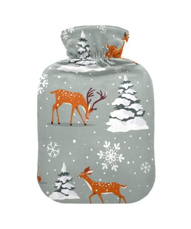 Heat bottle with reference 1 l of durable warm-up bag for hand feet shoulder and neck pain cramps heating skills and heat therapy patterns of snowflakes deer winter Christmas