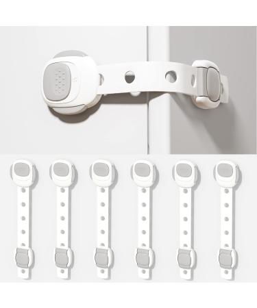 6PCS Baby Proofing Cabinet Locks - Upgraded Child Proof Drawer Locks with Double Safety Lock Latches and Ajustable Strap Length 6 Count (Pack of 1) 6.0