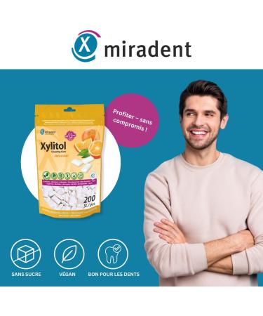 miradent Chewing-gum dentaire au xylitol Pack conomique 200 pcs | go t Fruits frais | sans sucre | vegan | prot ge les dents | pratique au quotidien - Buy Online on GoSupps.com