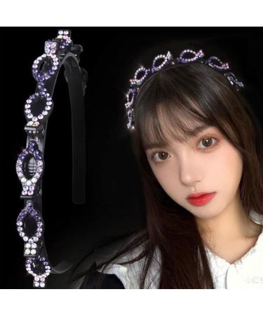 2PC Hair Band with Twist Clip - Stylish Headband & Hair Accessories for Girls | Purple & White - Perfect for Easy Hairstyles - Buy Online on GoSupps.com