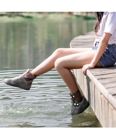 McBiuti Waterproof Rain Shoe Covers - Foldable Overshoes for Women/Men 5.5-6.5 - Gray/White Ankle Boots - Buy Online on GoSupps.com