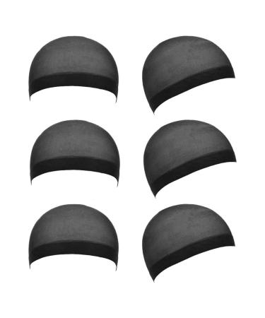 6pcs Soft Comfortable Stretchy Nylon Wig Cap Unisex Wig Stocking Cap Hair Cup for Women and Men Black