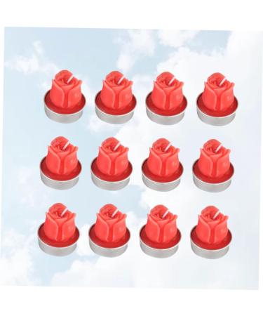 LIFKICH 12pcs Home D cor Tea Lights Candles Wedding Decoration Valentine Candle Tealight Candles Home Decor Baby Showers Candles Decorative Candles for Valentine's Day Rose Proposal Red Red 4*3.5cm - Buy Online on GoSupps.com