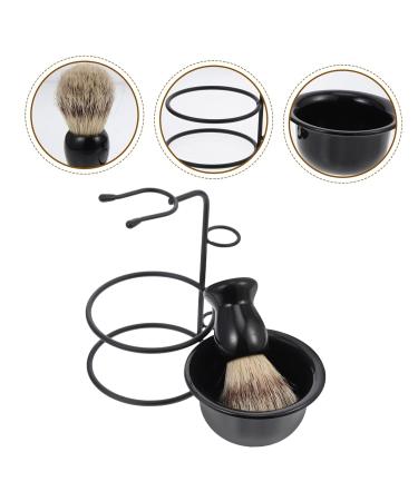 Minkissy Beard Set - Metal Shaving Rack Bowl & Brushes for Men | Premium Stainless Steel - 11.5x8.5cm Black - Ideal for Grooming - Buy Online on GoSupps.com