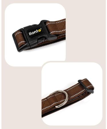 Lonto Durable Nylon Dog Collar - Soft Padded Size S 360 Reflective Click Closure Metal Ring - Brown - Buy Online on GoSupps.com