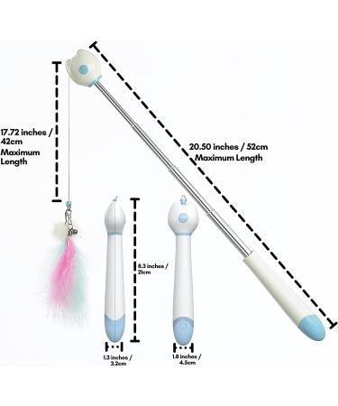 PETVERA Retractable Wand Cat Toy - Interactive Feather String Toy for Indoor Play - Best Teaser Laser Toy for Kittens - Blue Cat Fishing Stick - Buy Online on GoSupps.com