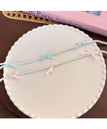 OralGos Elegant Bowknot Pearl Choker Necklace - Fashion Clavicle Chain Jewelry in Rose - International Shipping Available - Buy Online on GoSupps.com