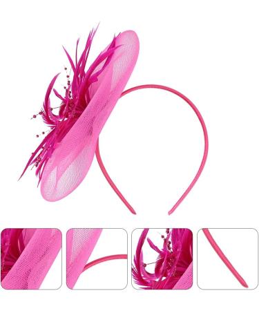 Elegant Rosy Fascinator Hat with Feather & Net | Derby Tea Party Headwear for Women & Girls - Perfect Wedding Accessory - Buy Online on GoSupps.com