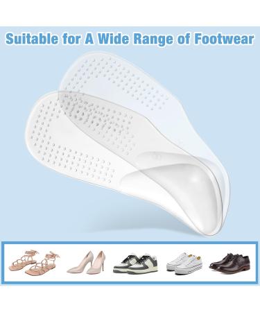 2 Pairs Gel Arch Support Cushions for Men & Women - Reusable Adhesive Inserts for Flat Feet Pain Relief - Clear Foot Pads (5.7x2.2 Inch Size S - Buy Online on GoSupps.com