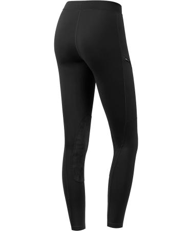 Willit Girls Horse Riding Tights | Equestrian Breeches for Kids | Knee-Patch Youth Schooling Pants with Zipper Pockets - Black (Large) - Buy Online on GoSupps.com