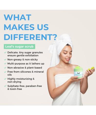 Leal Tropical Exfoliating Body Sugar Scrub Green Tea Lemon Sugar Face Scrub Face Polish Tan Sugar Scrub Whipped Foaming Vegan Scrub Sulfate free Whipped soap scrub dead skin-200 g - Buy Online on GoSupps.com