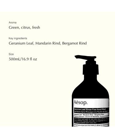 Aesop Geranium Leaf Hand Wash | 500mL/16.9fl oz | Paraben-Free, Cruelty-Free & Vegan - Buy Online on GoSupps.com
