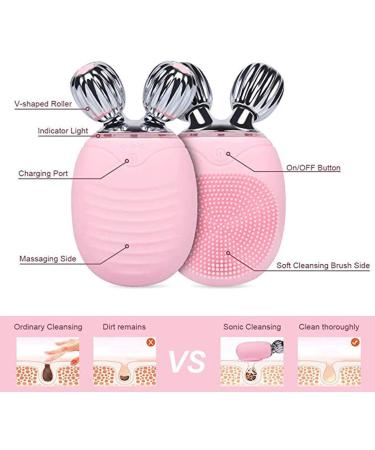 Facial Cleansing Brush - Sonic Silicone Exfoliating Beauty Equipment IPX6 Waterproof USB Rechargeble Face Scrubber Brush for Deep Cleanning Face Scrubbers Pink - Buy Online on GoSupps.com