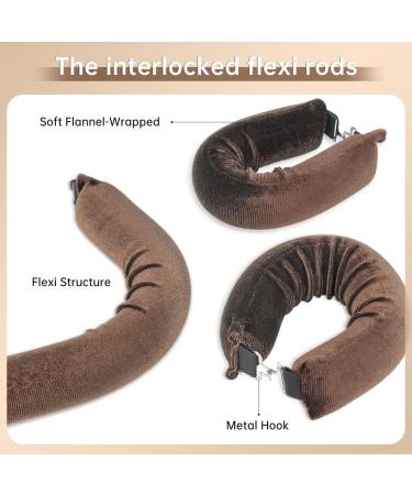 3Pcs Heatless Curlers Set for Overnight Curls - No Heat Soft Hair Roller Rods for all Hair Types - Long Hair Styling Tools in Brown - Buy Online on GoSupps.com