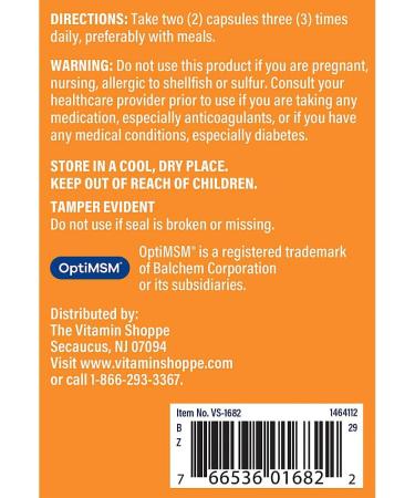 The Vitamin Shoppe Glucosamine Chondroitin MSM - Joint Health Cartilage Support & Mobility (360 Capsules) 360 Count (Pack of 1) - Buy Online on GoSupps.com