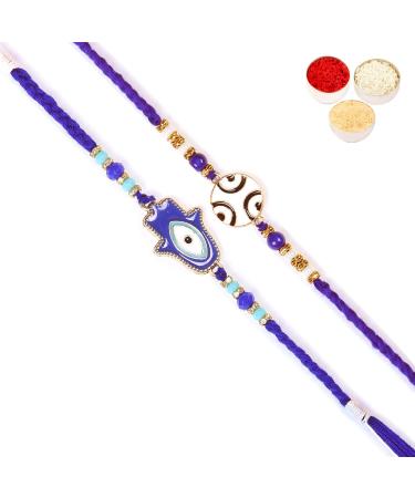 Ghasitaram Gifts Rakhi for Brother Rakhis Online - Set of 2 8928 8931 Fancy Evil Eye Rakhis