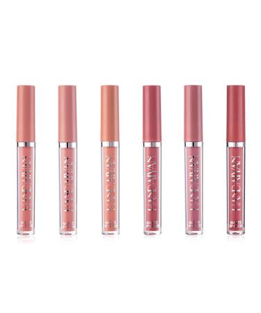 Courti 6 pieces Matt ink lipstick set nude tones long -lasting makeup lip gloss non -stick cup not fade waterproof lipstick cosmetics that produce natural velvet color for make -up fans
