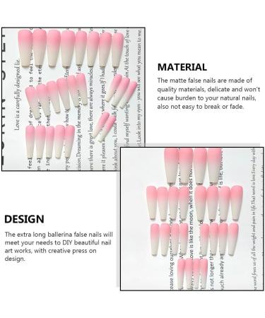 Dajidafu 1 Set Press on Nails Coffin Gradient Pink Extension Frosted Matte Wraps Ballerina Salon DIY Gifts Manicure Kit Type 1 - Buy Online on GoSupps.com
