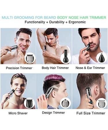 Lrporyvn Men's Beard Trimmer Cordless Hair Clipper Waterproof Body Nose Ear Cutting Shaver USB Rechargeable LED Display - Buy Online on GoSupps.com