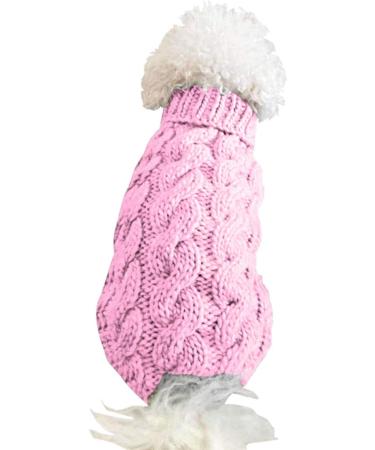 Shop Famkit Pink Pet Dog Roll Collar Sweater - Warm Fashion Knitwear & Outwear for Small Dogs (M-2: 5.5-7.7lb) - Buy Online on GoSupps.com