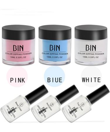 Dip Powder Nail Kit 3 Colors Dipping Powder with 3PCS Dip Powder Liquid Set French Nail Tips & Nail Glue Clear Pink Glitter Silver Nail Dipping Powder Starter Kit for Home DIY Manicure Salon (A) - Buy Online on GoSupps.com