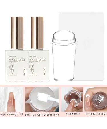French Manicure Kit - French Tip Stamp Pink & White Gel Nail Polish Gel Nail Kit Nail Art Tools Nail Stamper French Manicure Nude White Jelly Nail Polish French Nails Nail Accessories Set for Women - Buy Online on GoSupps.com