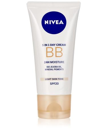 NIVEA Nivea BB Cream Light 5-in-1 Moisturiser with Organic Jojoba Oil and Minerals - 24 Hour Effectiveness - SPF 20 - 3 Bottles