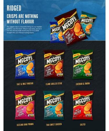 McCoy's FLAME GRILLED STEAK Grab Bag Crisps 45g (Multipack BOX of 36) - Fully loaded with flavour iconic ridged crisp unmistakable crunch Multipack Flame Grilled Steak 1 count (Pack of 36) - Buy Online on GoSupps.com
