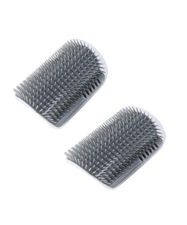 Bobozhong cat brush 2 PCs cat itself large wall corner grooming brushes brush brushed cat self groomer cat brush wall corner with packs of catnip & screws for itching massage (gray)