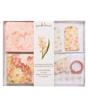 Floral Card Making Kit and Supplies | 32 Blank Cards with A2 Envelopes, Washi Tape, Stickers, Ephemera, and Gift Tags | Cute Paper Crafting for DIY Greeting Cards