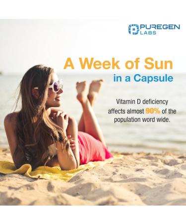 Puregen Labs Vitamin D3 50 000 IU (1250 mcg) 100 Weeks Supply for Healthy Muscle Function and Immune Support Non-GMO Gluten Free 100 Vegetable Capsules 100 Count (Pack of 1) - Buy Online on GoSupps.com