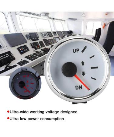 Boat Trim Gauge - 52mm Stainless Steel UP-DN Indicator | 0-190 Ohm Signal | Red Backlight | White Dial Silver Frame - International Shipping Available - Buy Online on GoSupps.com