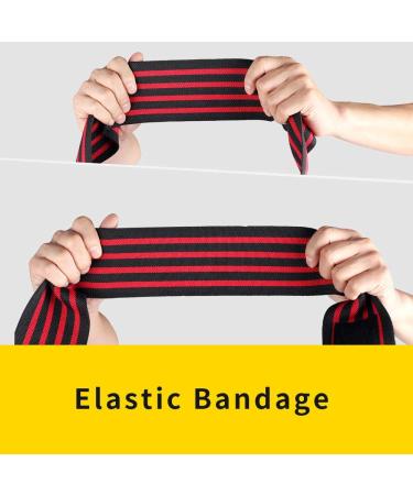 HYFAN Professional Wrist Elbow Knee Wraps Elastic Straps Brace Support Protector for Weightlifting Workout Bodybuilding Gym Fitness Elbow / Red - Buy Online on GoSupps.com