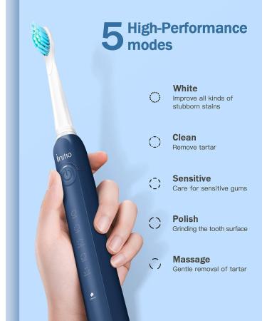 Sonic Electric Toothbrush for Adults - Initio Rechargeable with Smart Timer, 5 Modes, 3 Brush Heads, 40,000 VPM Motor - Whitening Power IT959 (Navy Blue) - Buy Online on GoSupps.com