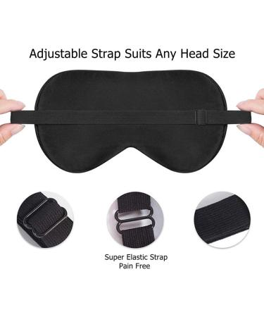 100% Mulberry Silk Eye Mask with Adjustable Strap for Deep Sleep - Black - Buy Online on GoSupps.com