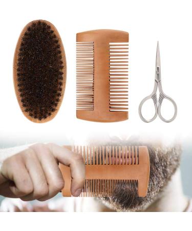 Premium Stainless Steel Beard Kit - 3pcs Set with Wooden Comb & Beard Oil for Men - Buy Online on GoSupps.com