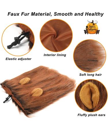 Adjustable Lion Mane Costume for Dogs with Ears - Dark Brown - Buy Online on GoSupps.com