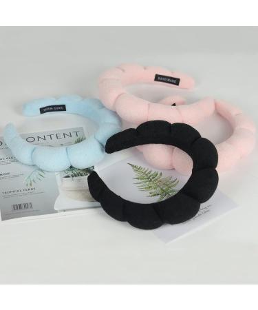 Sponge Spa Headband for Women | Terry Cloth Hair Band for Skincare & Makeup Removal - Black - Buy Online on GoSupps.com