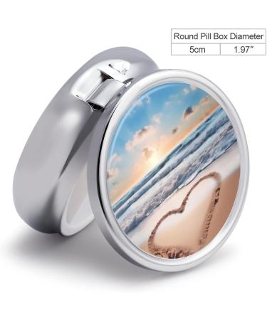Portable Heart-Shaped Pill Box with 3 Compartments Romantic Beach Design Travel Organizer for Purse & Pocket - Buy Online on GoSupps.com