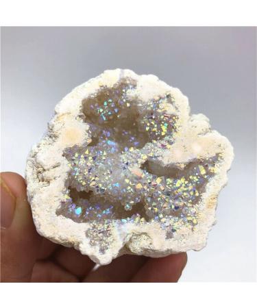 1 Piece Electroplated White Titanium Halo Agate Quartz Cluster Point Geode Beautiful Crystal Stone Mineral Specimen
