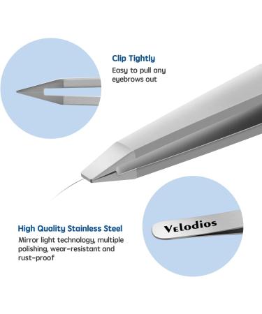 Velodios Professional Precision Tweezers - Best for Eyebrow, Facial & Chin Hair Removal - Premium Stainless Steel Flat Tip for Women - Buy Online on GoSupps.com
