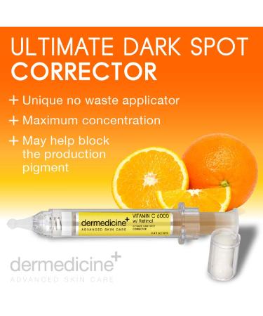 Vitamin C 6000 & Retinol Dark Spot Corrector Serum | Fade Pigmentation & Smooth Wrinkles with Seaweed & Hyaluronic Acid - Buy Online on GoSupps.com