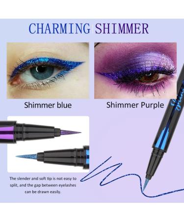Royal Blue & Purple Glitter Liquid Eyeliner Set - Waterproof & Smudge Proof - 2Pcs Metallic Satin Finish Eye Liner Pen - Long Lasting & High Pigmented - 2 Count - Buy Online on GoSupps.com
