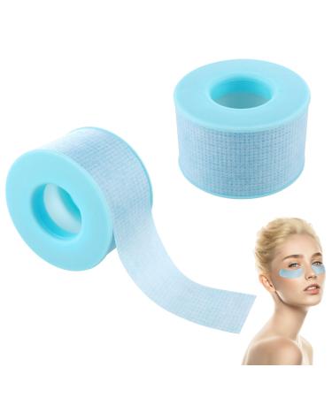 Thinp 2 Rolls Silicone Sensitive Skin Tape Waterproof Medical Reusable Adhesive Blue Silicone Tape for Wound Care Mouth Tape for Sleeping Eyelash Tape(0.98Inch X 3.9 Yards)